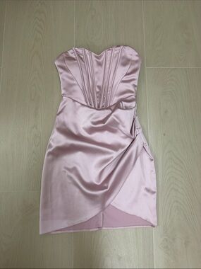 Strapless Satin Sweetheart Mini Dress in Dusty Rose